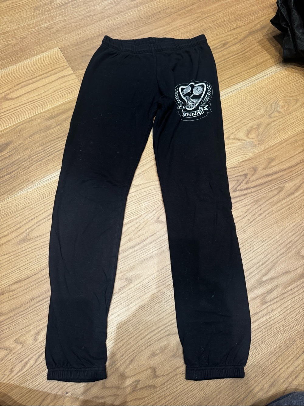 Lauren Moshi Black Jogger Pants with White Tennis Crest